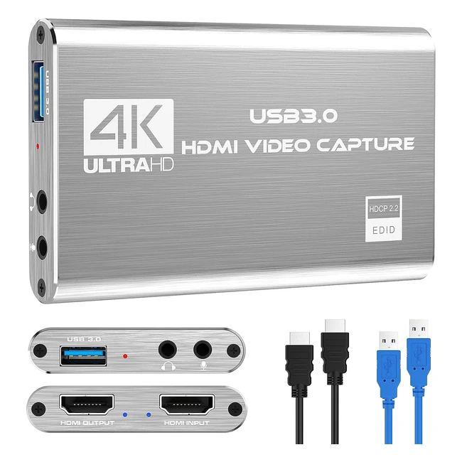 Rybozen Scheda di Acquisizione Video Audio 4K HDMI USB 3.0 Full HD 1080p - Registrazione Giochi Streaming Live