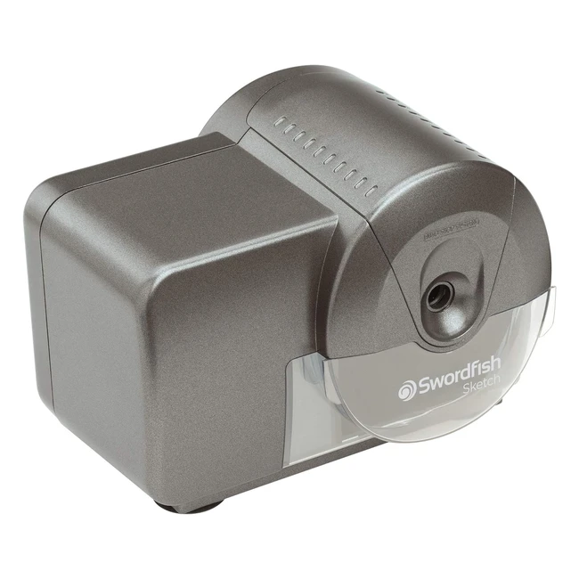 Swordfish Sketch Electric Pencil Sharpener 40050 - Replaceable Helical Blade, Auto Stop Function, Grey 8mm