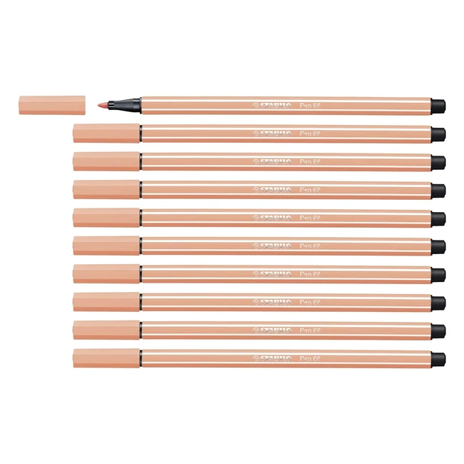 Pennarello Premium Stabilo Pen 68 - Confezione da 10 - Albicocca - Colori Brilla