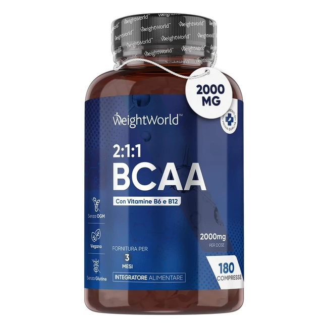 BCAA 2 1 1 Aminoacidi Ramificati Leucina Valina Isoleucina Vitamina B6 e B12 180