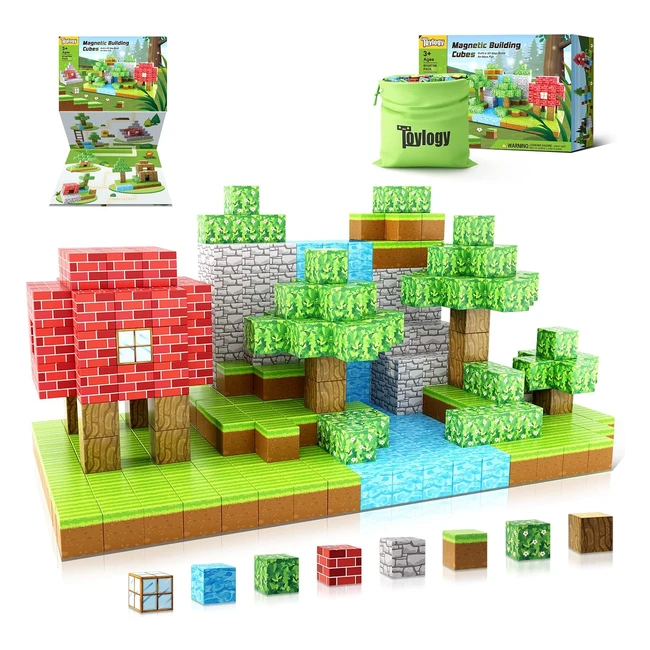 Magnetic Blocks Build Mine Magnet World Set | STEM Montessori Sensory Toys | Gifts for 3 Years Old Boys Girls | Fidget Cubes Construction Toys