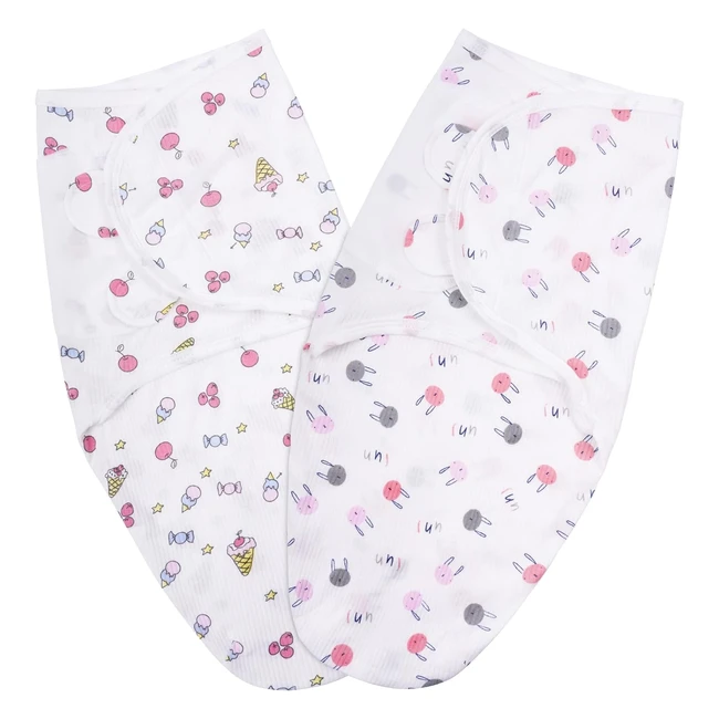Vicloon Baby Swaddle Wraps 2 Pcs - 100% Breathable Organic Cotton - New Born Swaddle - Boy Girl Pinkred