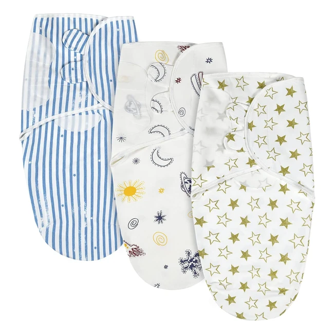 Vicloon Baby Swaddle Wrap 100% Cotton Newborn Blanket 03 Months Blue - Pack of 3