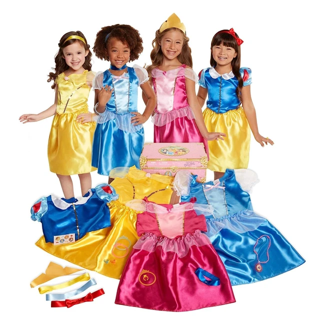 Disney Princess Deluxe Dress Up Trunk Girls 21-Piece - Aurora, Belle, Cinderella, Snow White