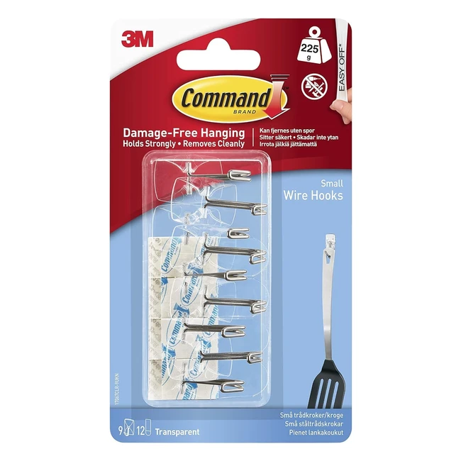 Command Clear Wire Hanger Hook Value Pack - 9 Hooks  12 Adhesive Strips - Holds