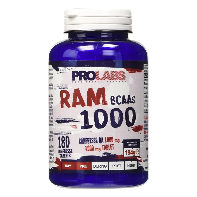 Prolabs RAM 1000 BCAA - Integratore per Sportivi - Ref 180 - Aminoacidi Ferment