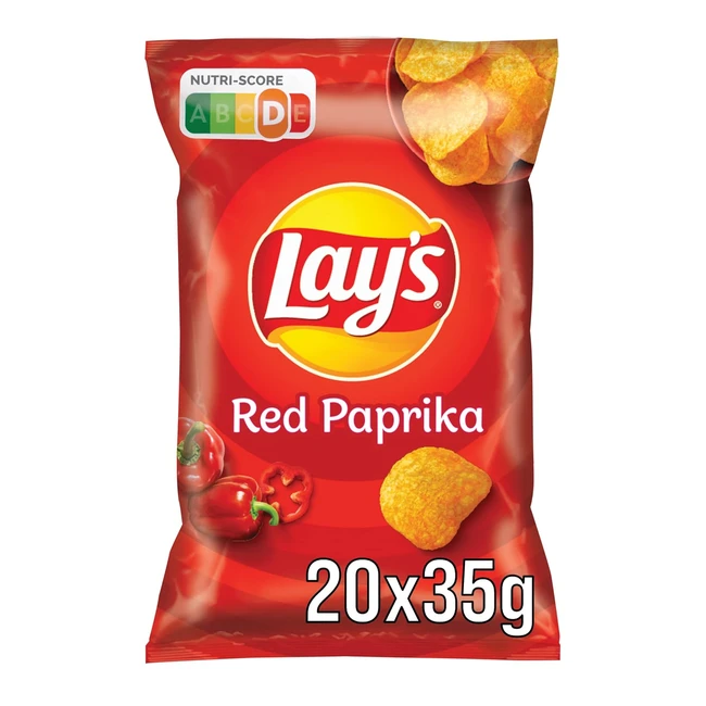 Lays Red Paprika Chips 20 x 35 g - Knusprige Gewürz-Kartoffelchips für erfolgreiche Partys