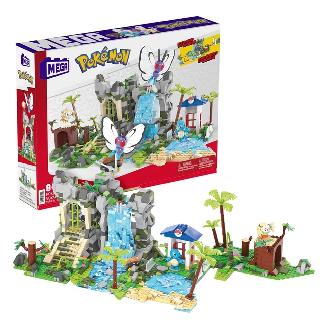Coffret Mega Pokémon Voyage Jungle 1347 pièces - Jeu de construction enfant/adulte - Papilusion, Carapuce, Kabuto, Brindibou