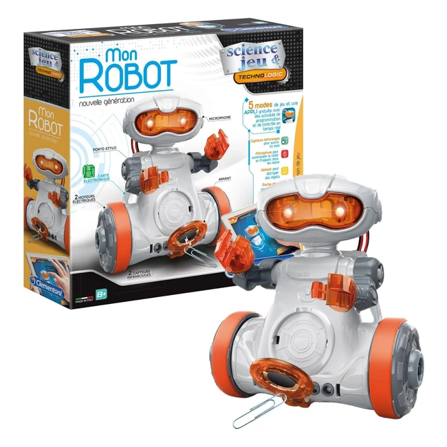 Robot Mono 20 Clementoni 52434 - Assemblage, Capteurs Infrarouges, Microphone, Programmation, Application Gratuite