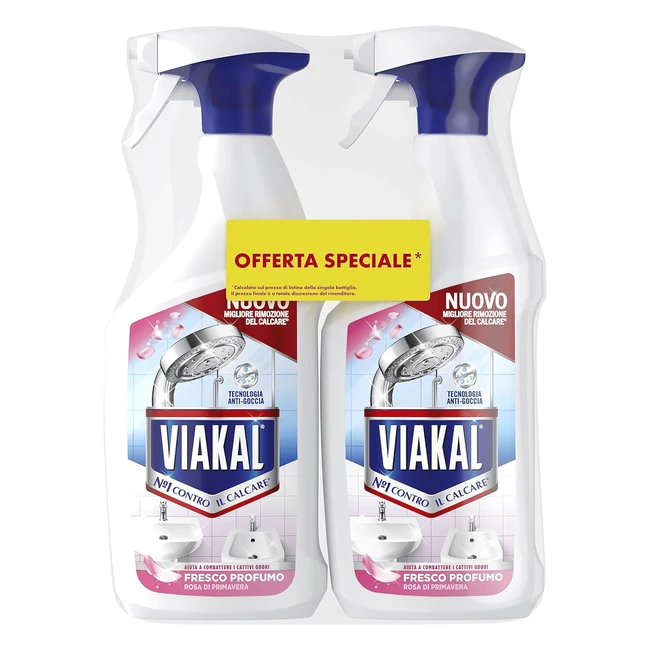 Viakal Fresco Profumo Spray Anticalcare 2 x 720ml - Elimina Calcare e Residui - 