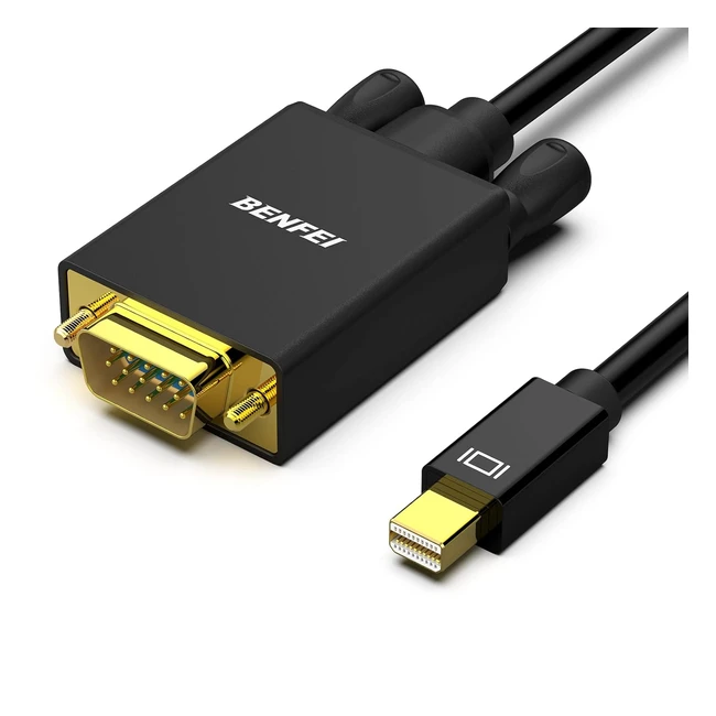 Benfei Mini DisplayPort to VGA Cable 18m Thunderbolt to VGA Goldplated Cord - Macbook Air/Pro/Mini, Surface Pro 1/2/3/4