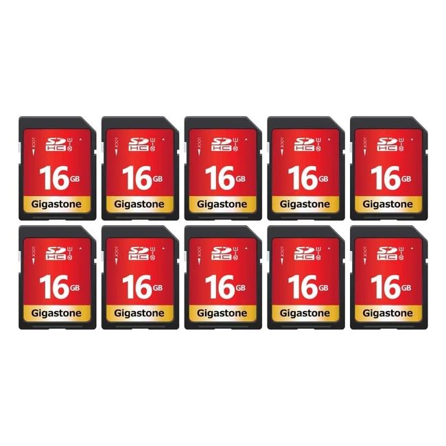 Tarjeta SD 16GB Gigastone Paquete de 10 UHS-I U1 Clase 10 - Video Full HD Canon Nikon Sony