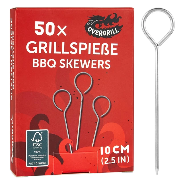 Premium Edelstahl Grillspiee 50 Stck - BBQ Zubehr fr Kebab - Kurz 10 cm
