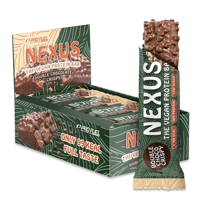 Veganer Proteinriegel Doppel Schokolade Knusprig 12 x Nexus Proteinriegel - 30g 