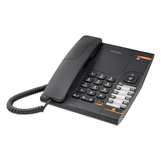 Alcatel Temporis 380 Teléfono Fijo Negro - Manos Libres, Teclas de Memoria, Indicador de Mensaje, 4 Tonos de Llamada