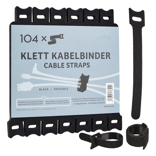 104 x Klett-Kabelbinder wiederverschliebare Klett-Kabelbinder 15 cm fr einfa