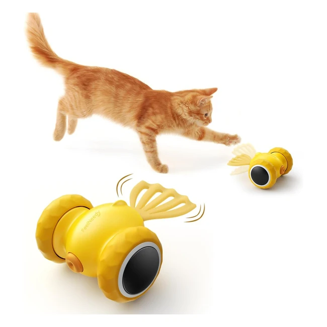 Giocattolo interattivo per gatti FeelNeedy, forma di pesce, azioni flessibili, luce lampeggiante, USB ricaricabile