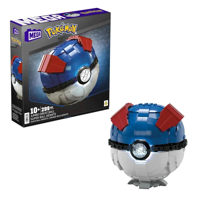 Mega Pokémon HMW04 Superball mit Lichtern und Ständer 299-teiliges Bausteinsatz mit authentischen Details