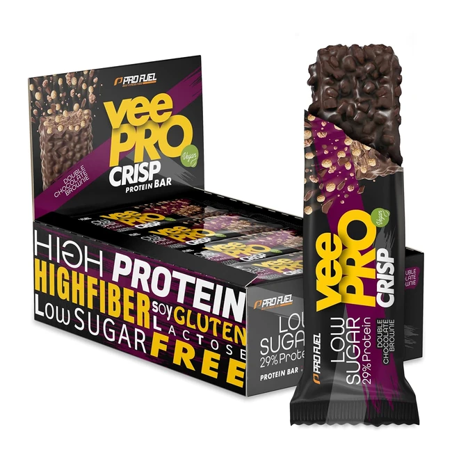VeePro Crisp Double Chocolate Brownie Protein Bar 12 x - Incredibly Delicious  