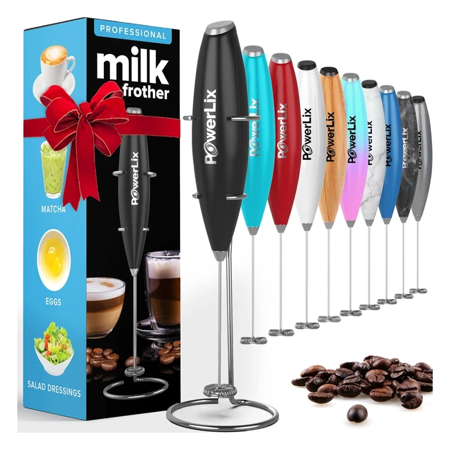 PowerLix Milk Frother Handheld Whisk Electric 19000rpm Mini Drink Mixer - Latte Cappuccino Hot Chocolate