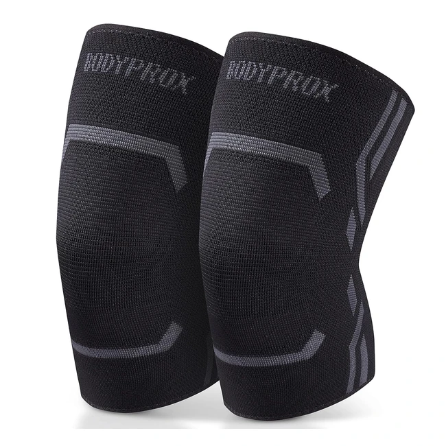 Bodyprox Knee Compression Sleeve 2 Pack - Support Brace for Men and Women - Prevent Pain, Optimize Performance