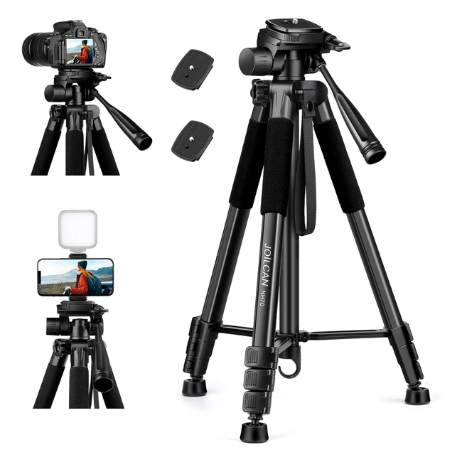 Joilcan Camera Tripod for Canon Nikon Sony 65 Aluminum Alloy Stand with Detachable Head Phone Holder