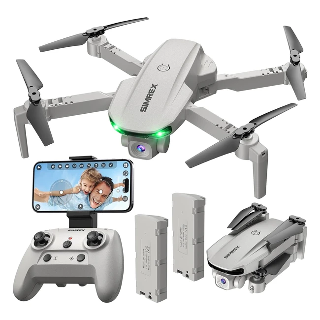 Mini Drone SIMREX X800 1080P HD FPV Quadcopter RC Pliable Gris