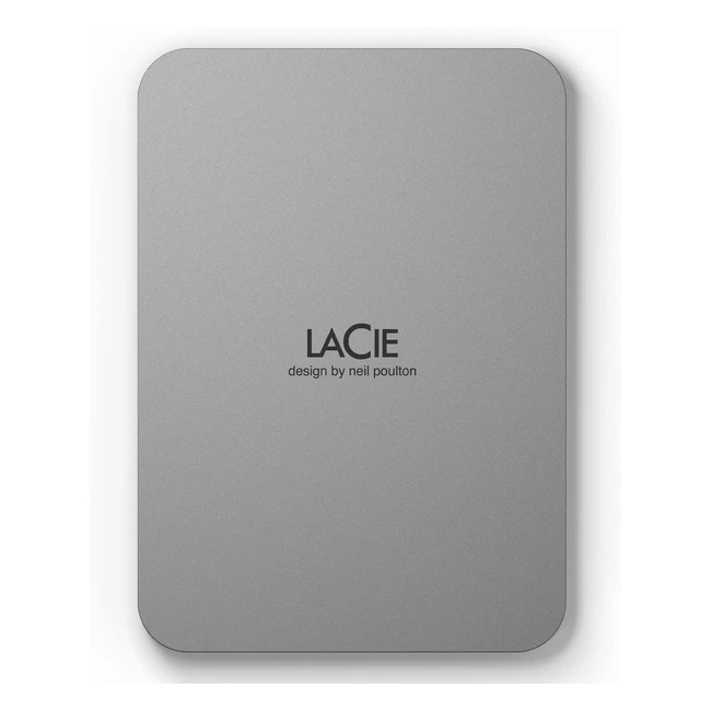 Disque Dur Externe Portable LaCie Mobile Drive 4 To Argent USB-C 32 - Matériaux Recyclés - Abonnement Adobe - Services Rescue