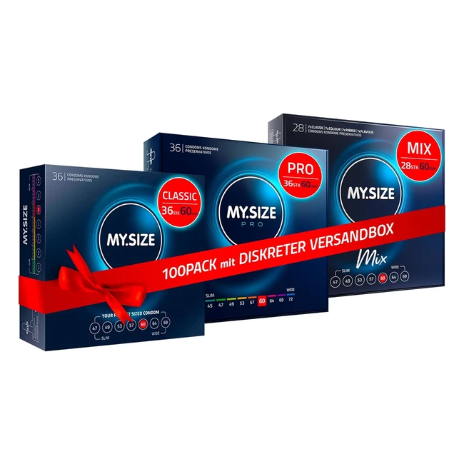 Mysize 100 Kondome 60 mm Mega Set Classic Mix Pro I Size 5 - Pack of 100 Premium