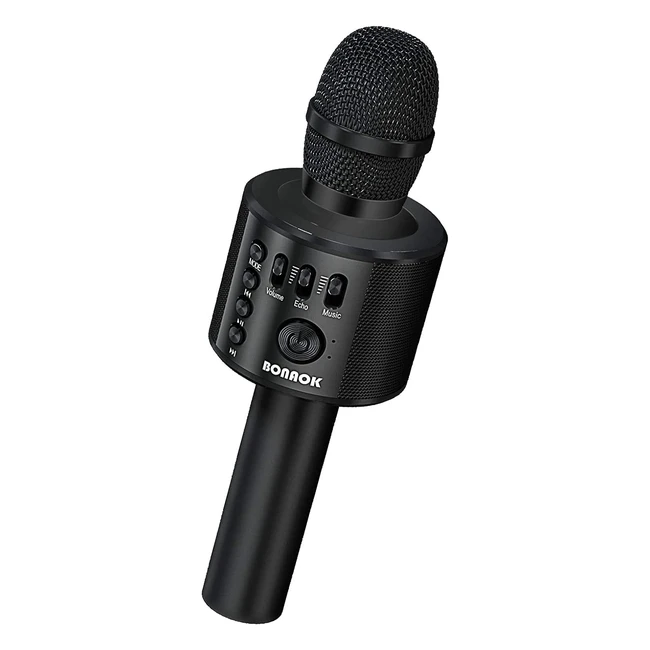 Microphone Bluetooth Karaok Bonaok 3 en 1 - Noir - Cadeau d'anniversaire