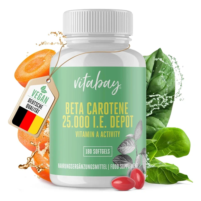 Hochdosiertes natrliches Beta-Carotin 25000IU 180 vegane Softgels - Vitamin A 