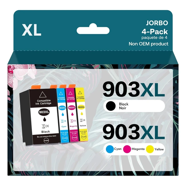 jorbo 903 XL 4er Pack Druckerpatronen mit neuestem Chip kompatibel mit HP 903XL 