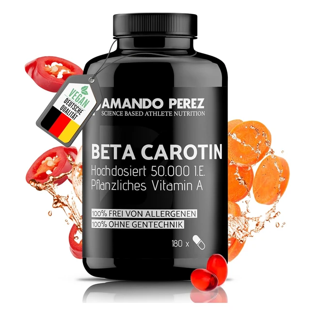 Beta Tan 50000 IU Beta Carotin pro Dosis 180 vegane Softgels 100% natürlicher Bräuner für alle Hauttypen