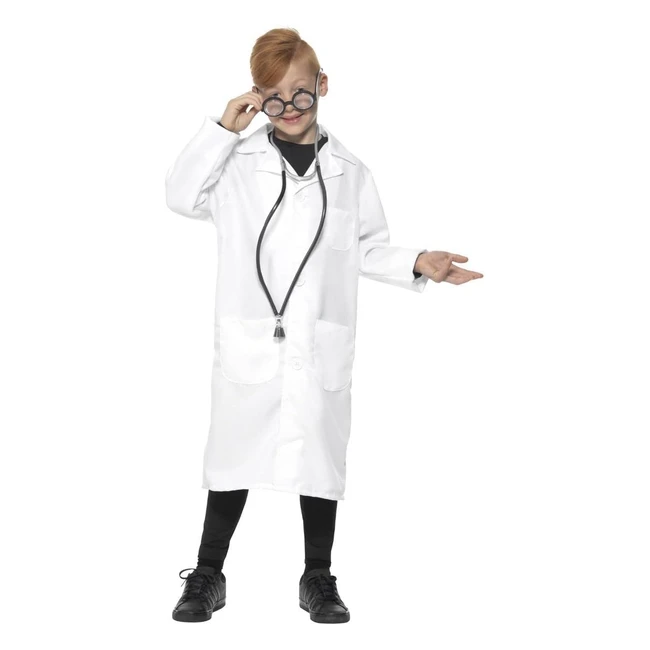 Smiffys Scientist Lab Coat White Unisex Boys Fancy Dress Costume 48375M