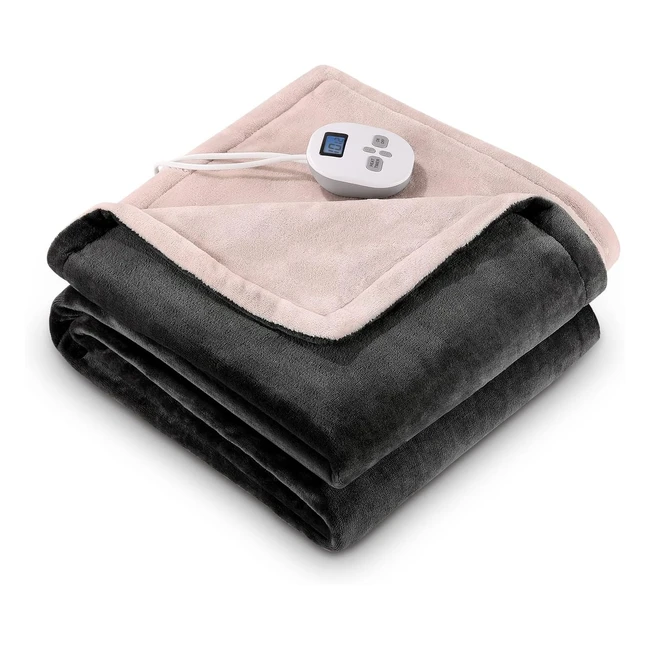 CureCure Luxurious Electric Throw Heated Blanket 10 Heating Levels 150 200cm Super Soft Flannel - Timer Settings