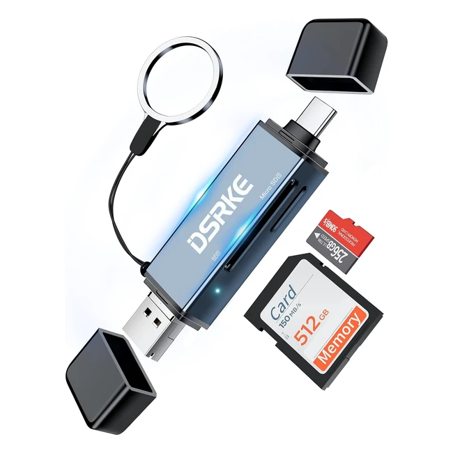 Lecteur carte SD Micro USB 3 en 1 DSRKE - Adaptateur de carte mémoire OTG en aluminium