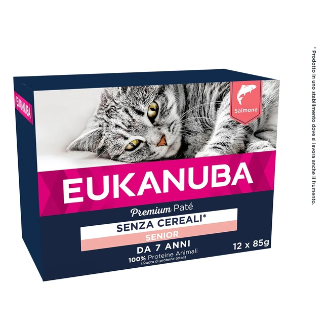 Eukanuba Senior Katzenfutter Nass Getreidefrei 12 x 85g - Premium Nassfutter Lachs LCarnitina