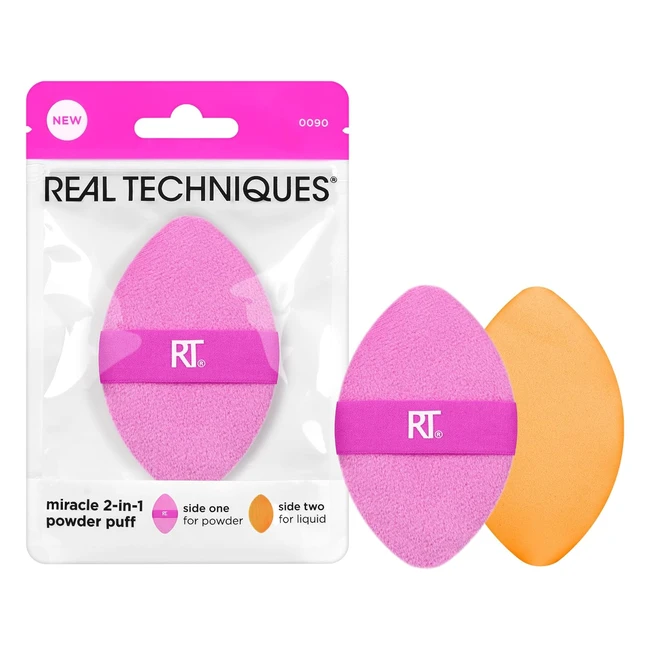 Real Techniques Miracle 2in1 Powder Puff - Dualsided Makeup Blending Puff - Reve