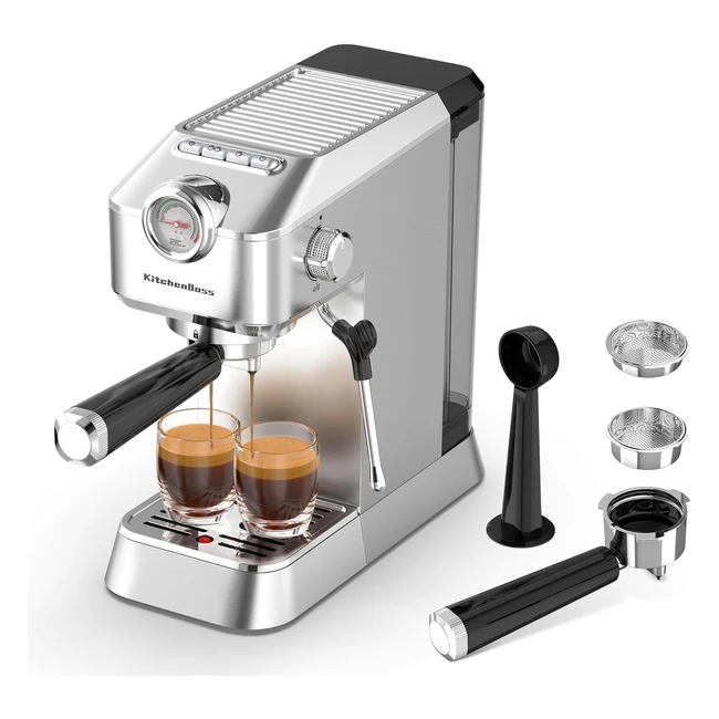 Cafetera Espresso KitchenBoss Profesional 15 Bares - Compacta y Potente - Espuma
