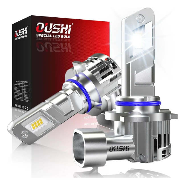 Oushi Lampadine HIR2 LED 600 6500K Bianco Xenon Mini 11 20000lm 9012 Plug and Play 2 Pezzi