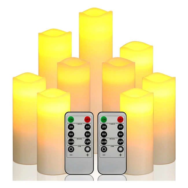 LED Kerzen Batteriekerzenset 9er Pack mit Fernbedienung - Energiesparende Flamme