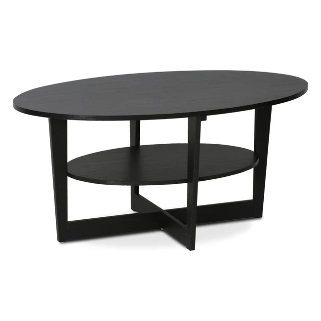 Furinno Oval Coffee Table Wood Walnut 8999 - Stylish Design Open Shelf Easy As