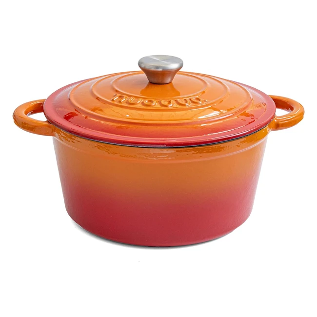 Nuovva Orange Cast Iron Pot 24cm 47L Nonstick Enamelled Dutch Oven Cookware