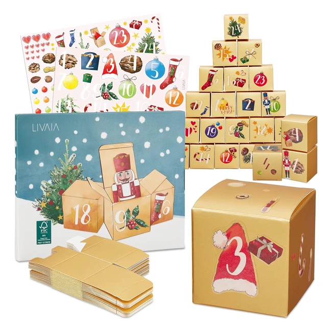 Adventskalender zum Befüllen 2023 - 24 Geschenkboxen Weihnachten DIY Set