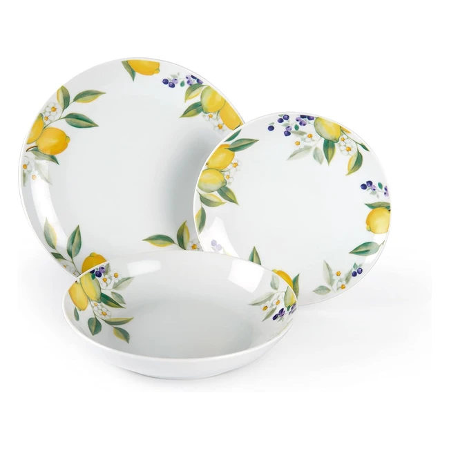 Service de table porcelaine blanche Excelsa Lemon 18 pièces