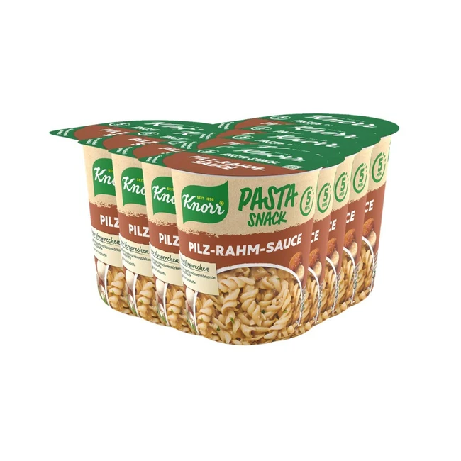 Knorr Pasta Snack Pilz-Creme Leckere Instant-Nudeln in nur 5 Minuten fertig 8 x