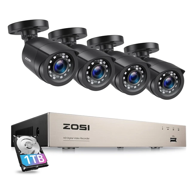 ZOSI 1080p Auen Video berwachungskamera Set mit Kabel8ch 5MP Lite DVR Recorder und 1TB Festplatte