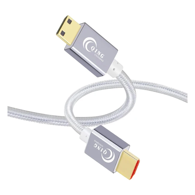 Câble Mini HDMI 2m QING Caoqing Nylon Tressé 3D Ethernet 4K Ultra HD