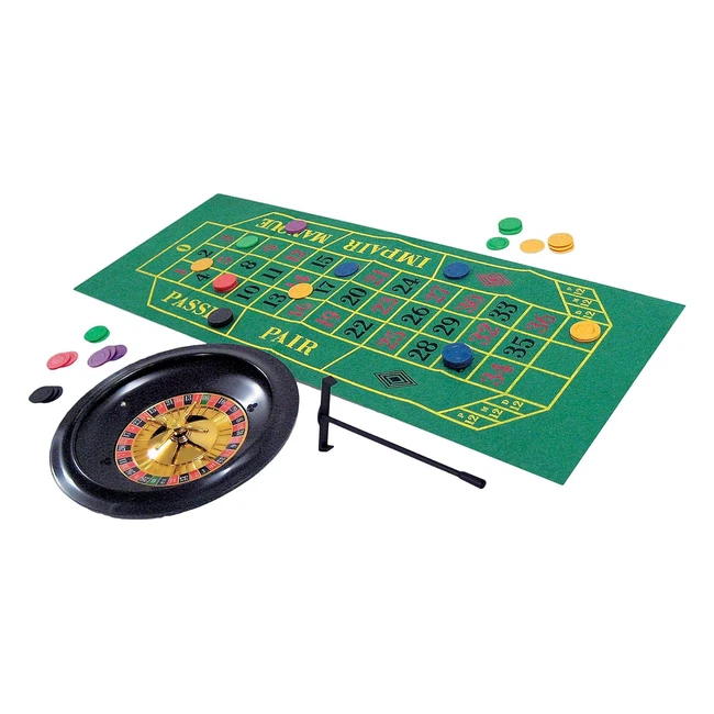 Amscan Casino Roulette Set 255579 - Green Felt Board, Mini Wheel, Multicolored Chips