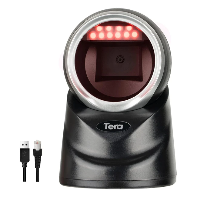 Tera Pro 2D QR Desktop Barcode Scanner - Handsfree Platform - USB Wired - Automatic Bar Code Reader 9100